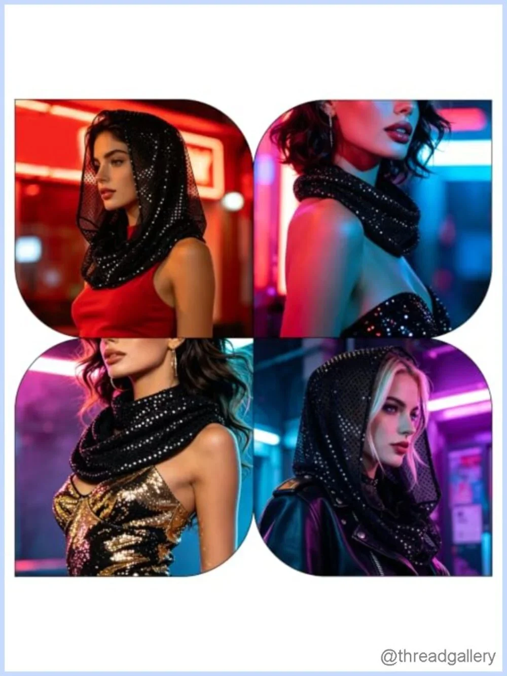 Sequin Head Scarf Unisex Rave Party Accessory